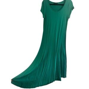 Ralph Lauren Fit & Flare Maxi Dress L Turquoise Cap Sleeves 53” Long